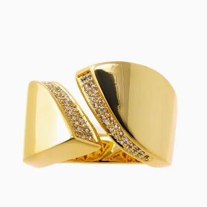 Adina Eden Solid/Pave Open Claw Wide Adjustable Ring NWT